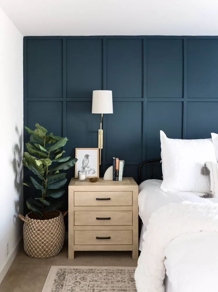 thiết kế phòng ngủ màu xanh dương
