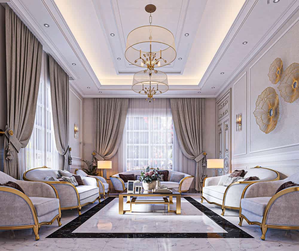 20 Mẫu nội thất phòng khách tân cổ điển cao cấp bậc nhất 2021