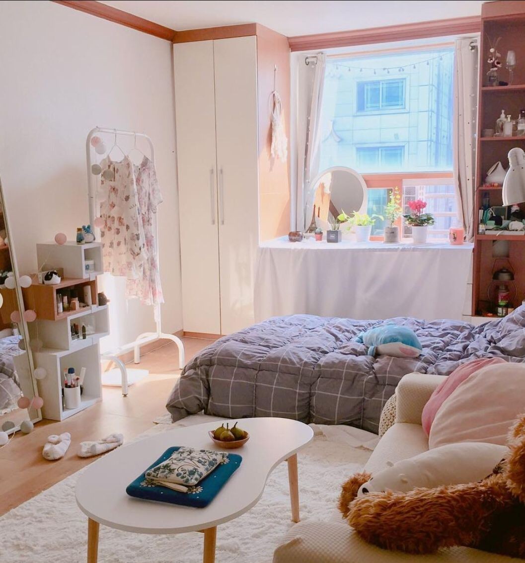 phòng ngủ vintage với gam màu be